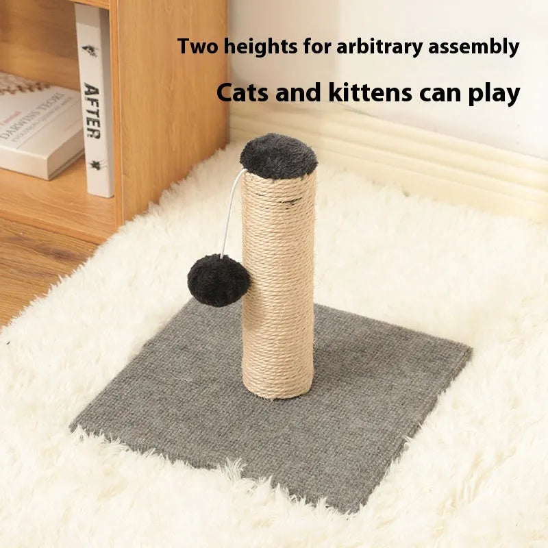 Vertical sisal cat scratch board with carpet cloth scratching pole in picture colour, simple style for cats
