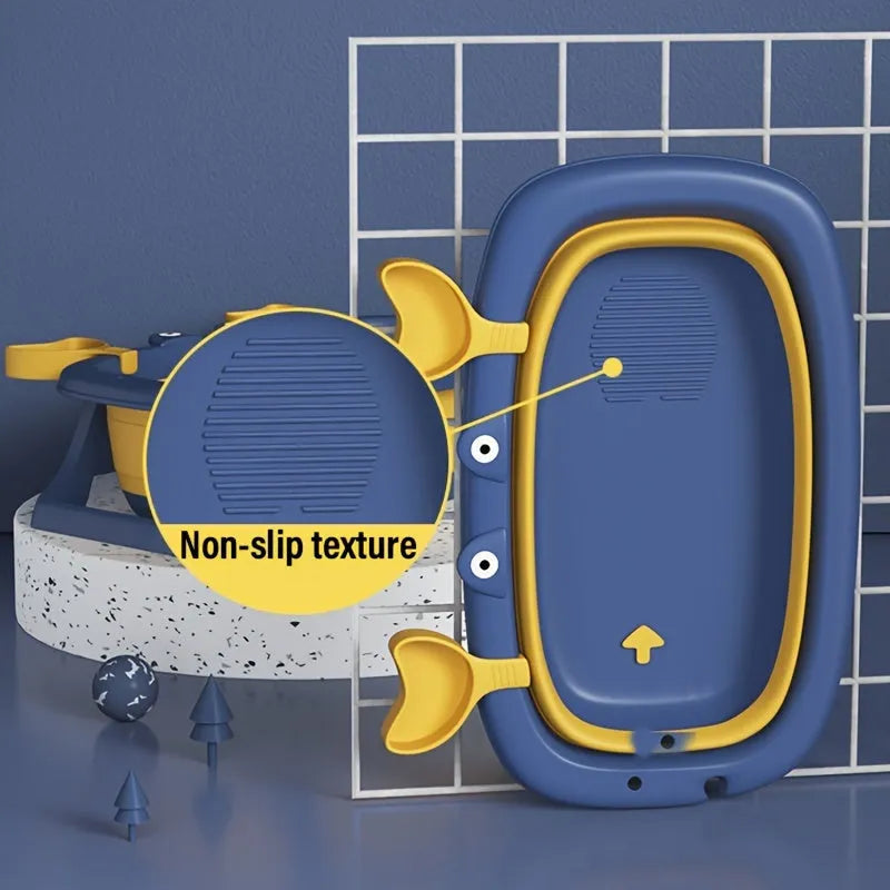 Blue foldable pet bathing tub for small animals with collapsible design