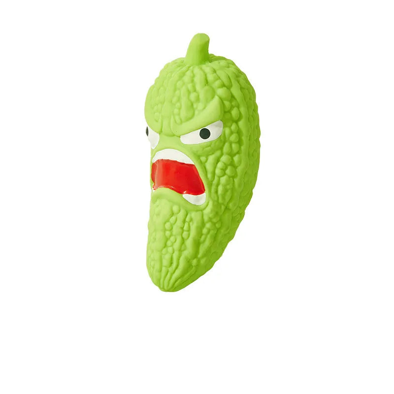 Interactive dog chew toy in bitter melon and chilli shapes with pet sound functions for bite resistance
