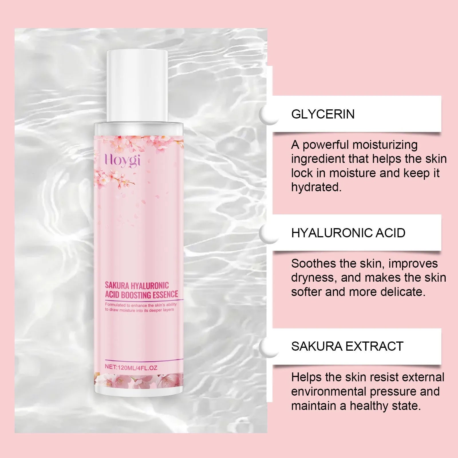 120ml bottle of Hyaluronic Acid Skin Moisturising Lotion with cherry blossom extract