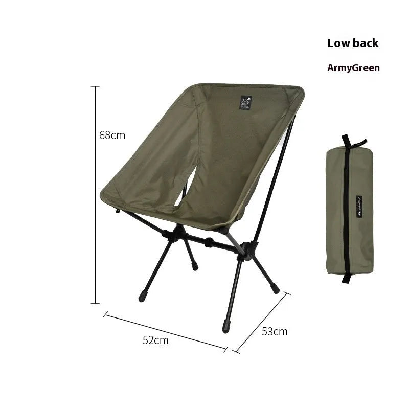 Aluminium alloy foldable moon chair with Oxford cloth seat in army green colour