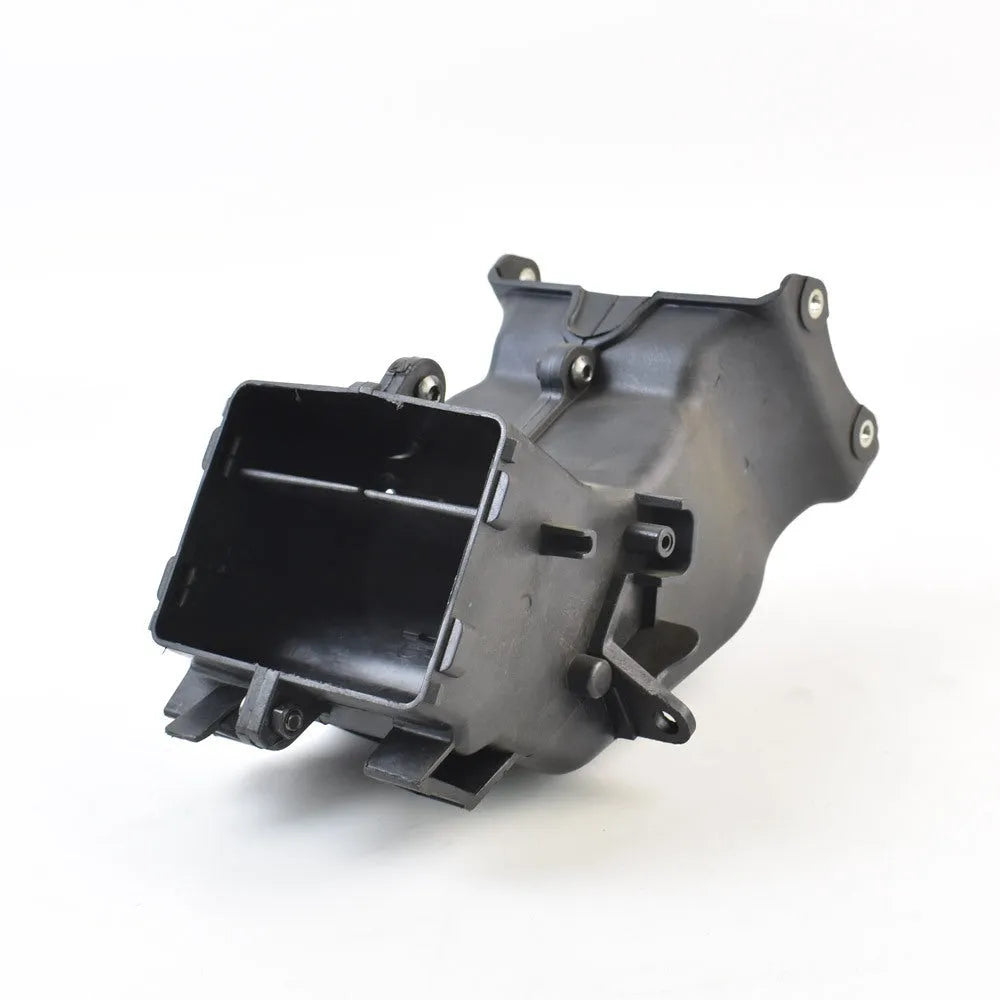 Black motorcycle ventilation intake pipe for Yamaha bikes, showing its shape and size.