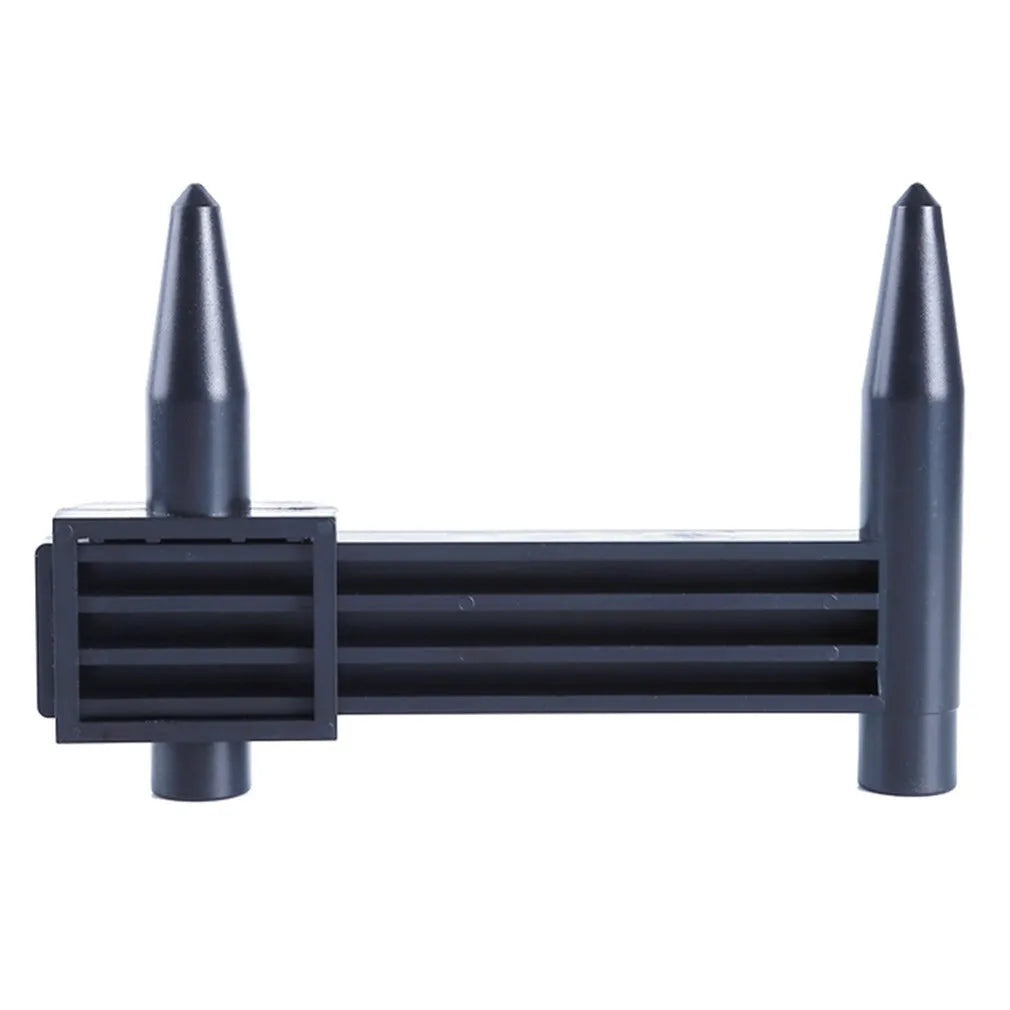 Plastic digital hole distance measuring tool with electronic caliper display, shown with dimensions.