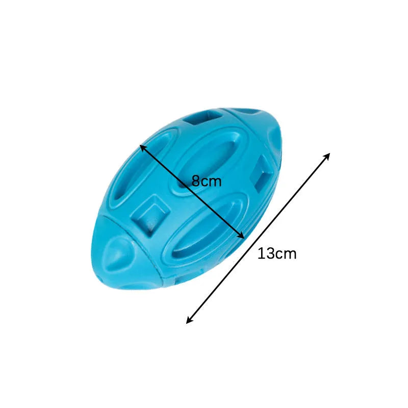 Blue green orange rubber squeaky dog chew toy for medium large breed aggressive chewers