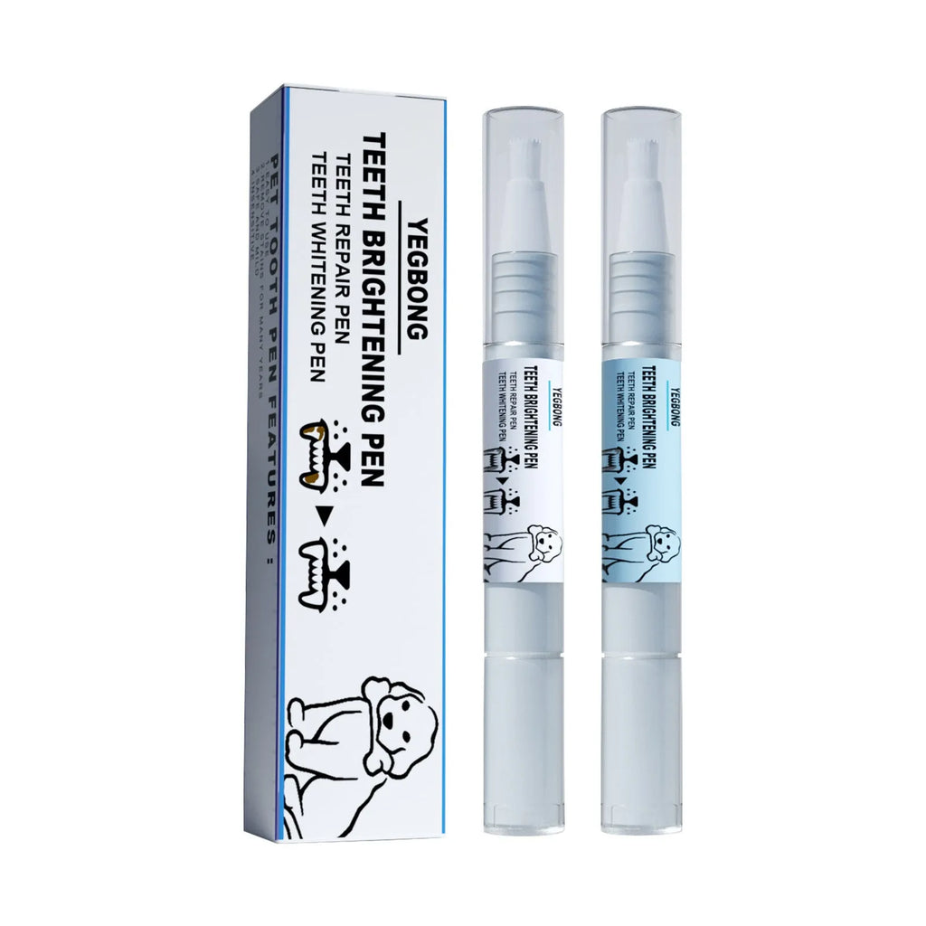 Pet teeth whitening pen with dental brush for dog and cat tartar removal