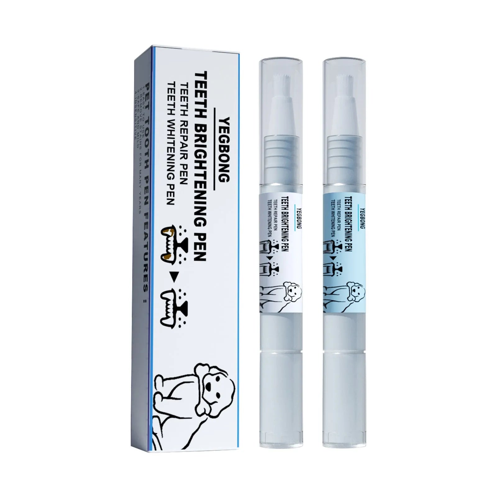 Pet teeth whitening pen with dental brush for dog and cat tartar removal