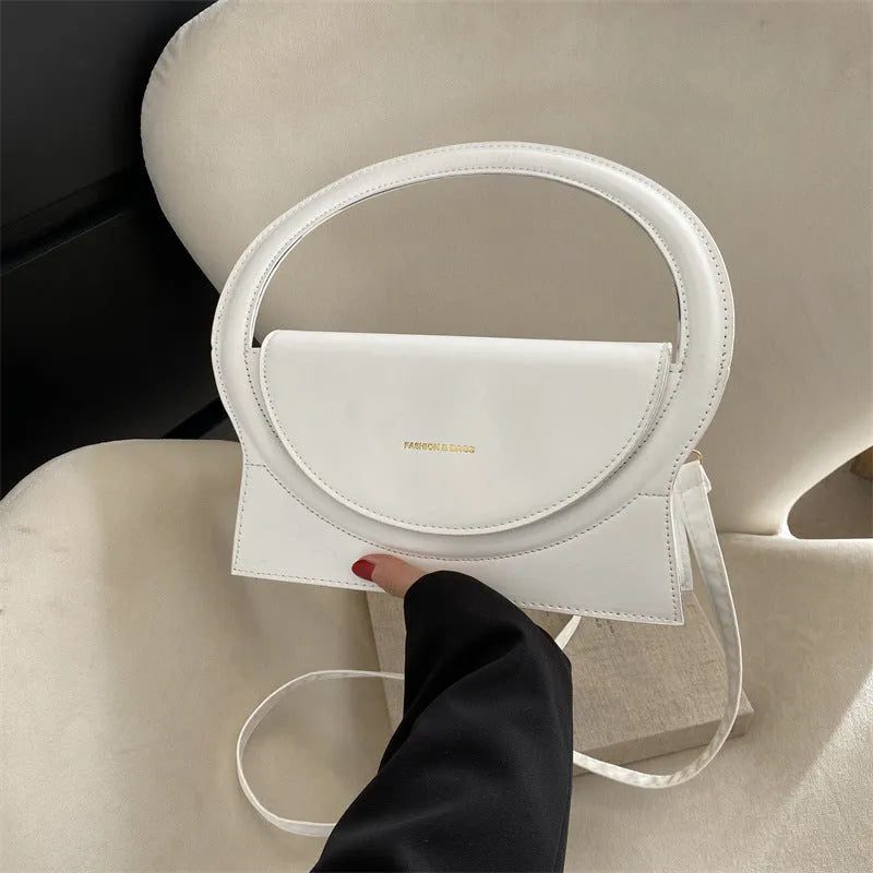 PU shoulder messenger bag with horizontal square shape and internal phone compartment