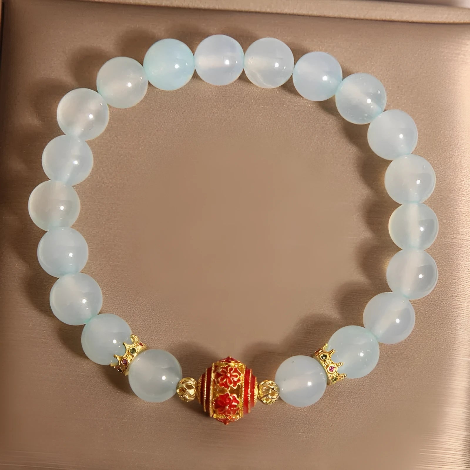 Blue agate crystal bracelet with colourful beads in Japanese-Korean style for women