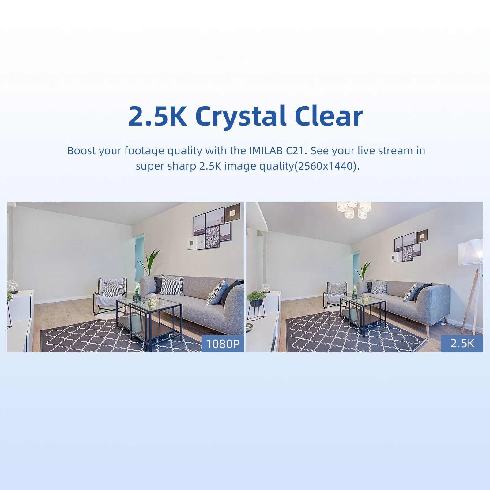IMILAB C21 white indoor security camera with 2.5K resolution, 360° view and starlight night vision