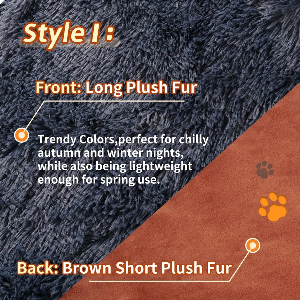 Grey velvet and plush pet blanket serving as dog bed and sofa cover with four size options