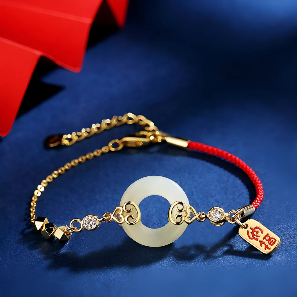 Sterling silver Chinese style jewellery set with inlaid Hetian jade gourd pendants on bracelet and necklace