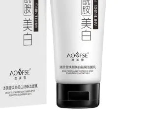 White tube of 100ml whitening and freckle removing facial cleanser for pore cleansing