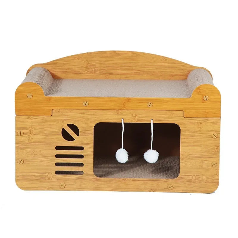 Corrugated paper double layer cat house in double ball double door colour