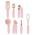 Copper-plated seven-piece kitchen tool set with cutlery rack in assorted colours