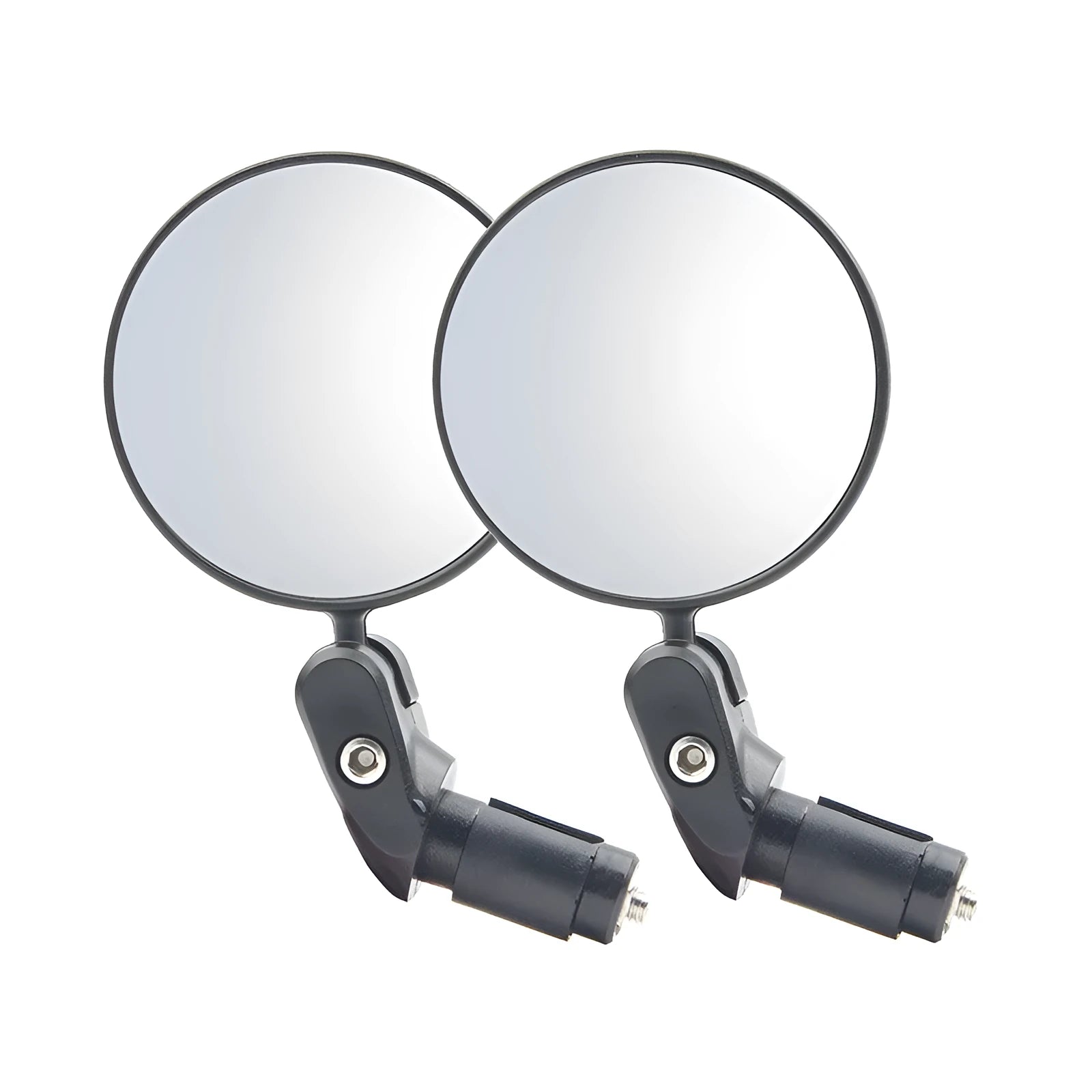 Black ABS foldable convex motorcycle rearview mirror showing 7cm diameter and rotating mechanism