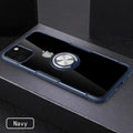Black PU iPhone case with an integrated swivelling car holder arm attached to the back cover.