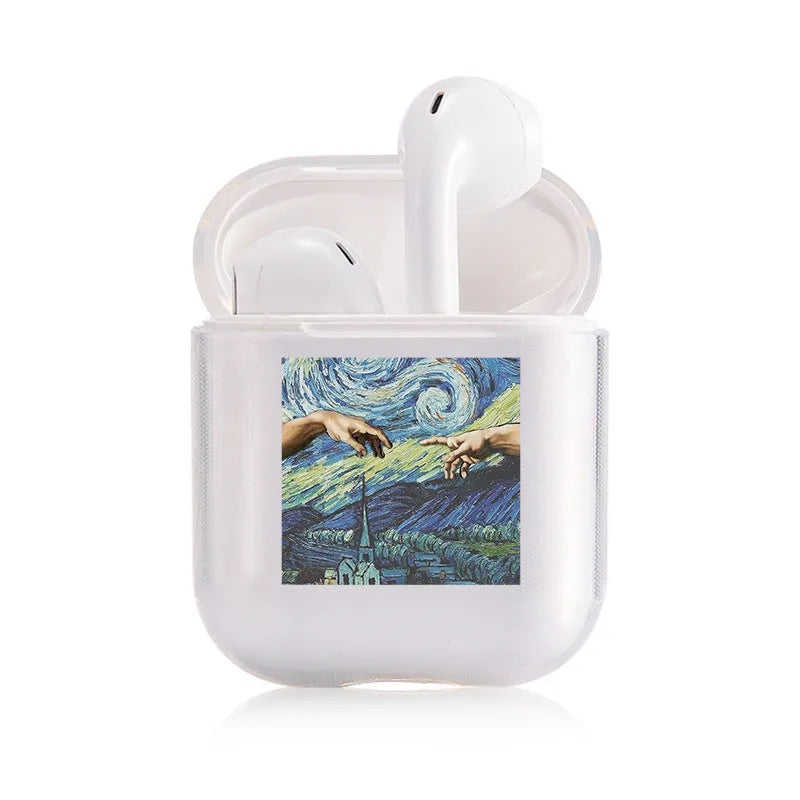 Transparent plastic protective cover for Apple AirPods and AirPods Pro charging cases.