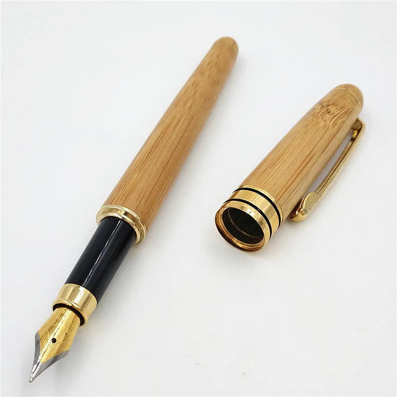 Bamboo signature pen set with ballpoint pen and pen case in true colour
