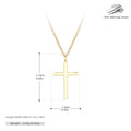 Simple glossy cross pendant on an adjustable O-shaped sterling silver chain.