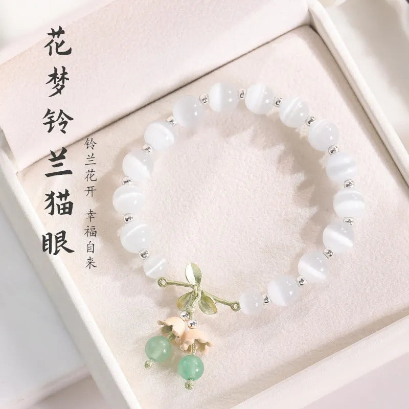 Electroplated opal beaded bracelet for women with diamond-shaped beads in various colours