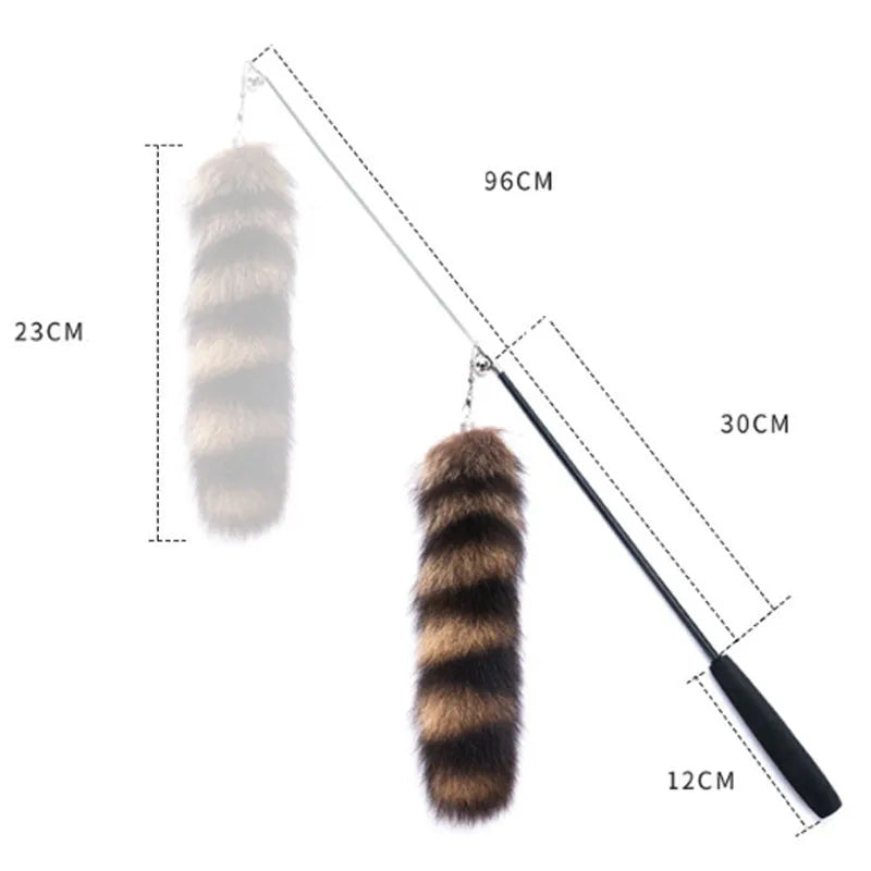 Black cat wand teaser with elastic string for interactive play