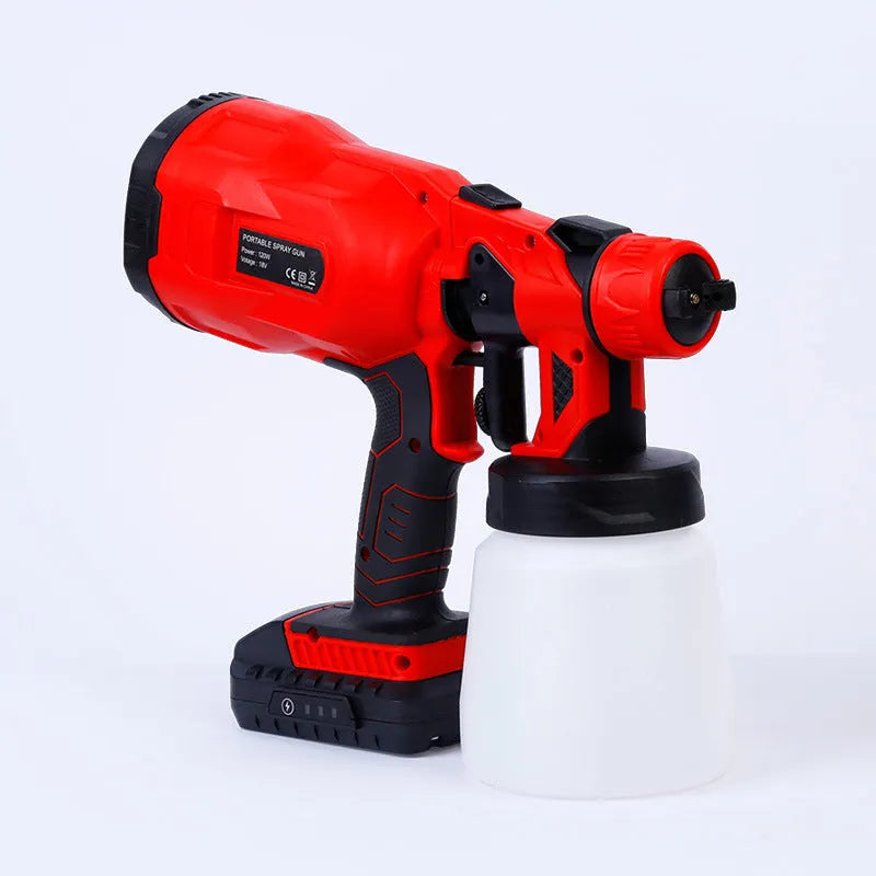 Blue cordless paint spraying machine with 800ml watering can and automatic spray gun nozzle