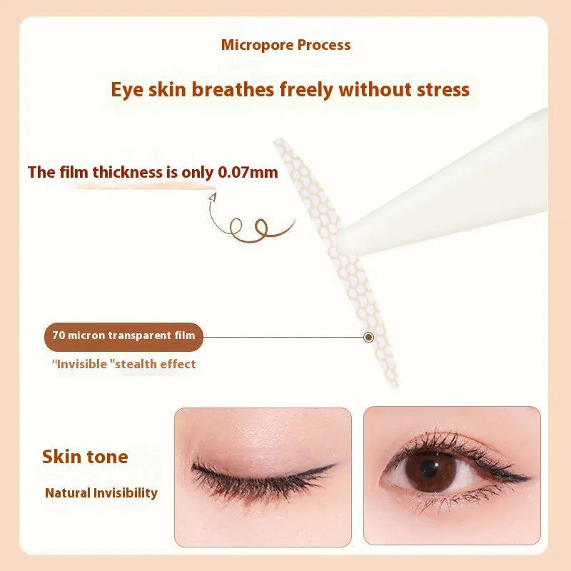 Roll of transparent lace double eyelid stickers, 120 pieces, showing Crescent and Olive shape options.