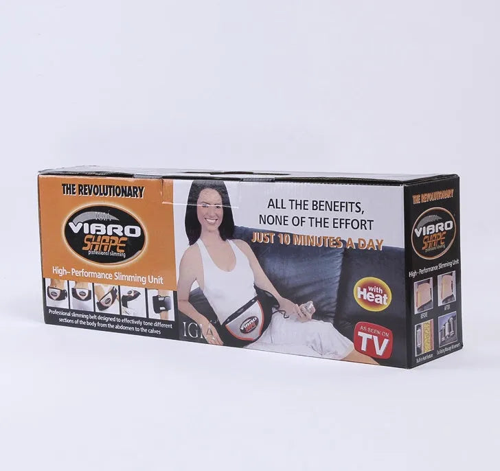 Black massage belt with vibration and heating functions for full body slimming and relaxation