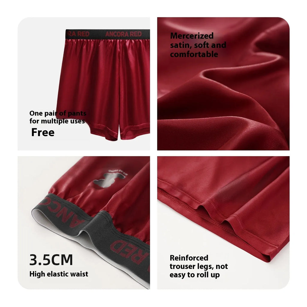 Solid colour men's boxer briefs in black, blue, brown, purple, red, and silver with mid waist design