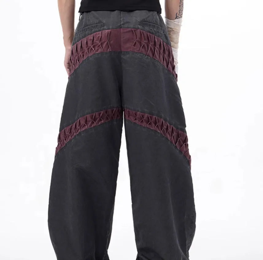 Retro keel casual sports trousers in viscose rayon fabric, showing straight hem design and solid colour option