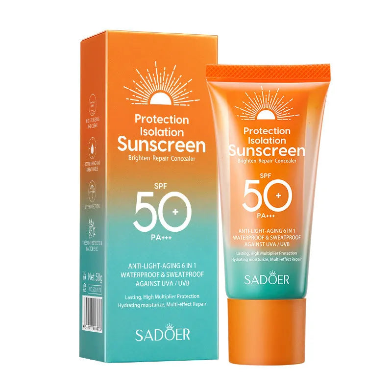 Double tube 50g sunscreen and makeup primer cosmetic product with universal skin type compatibility