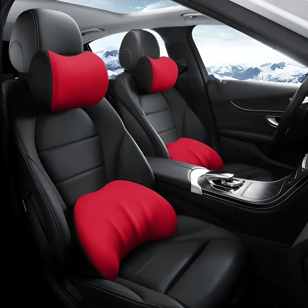 Memory foam automotive waist cushion in black elastic fabric for car lumbar support