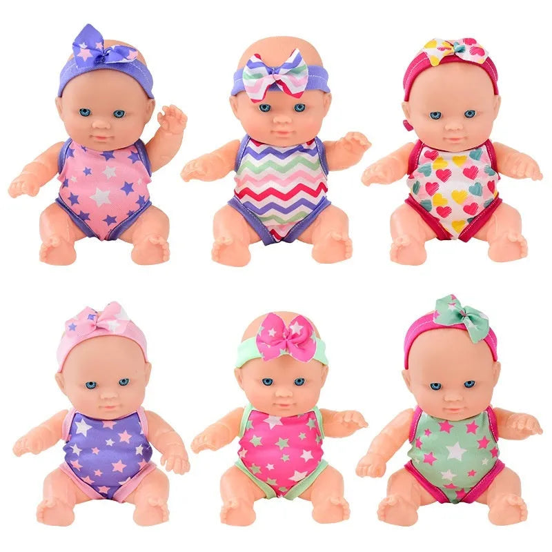 Simulation baby vinyl figurine doll in display showing realistic details and 21.5cm height