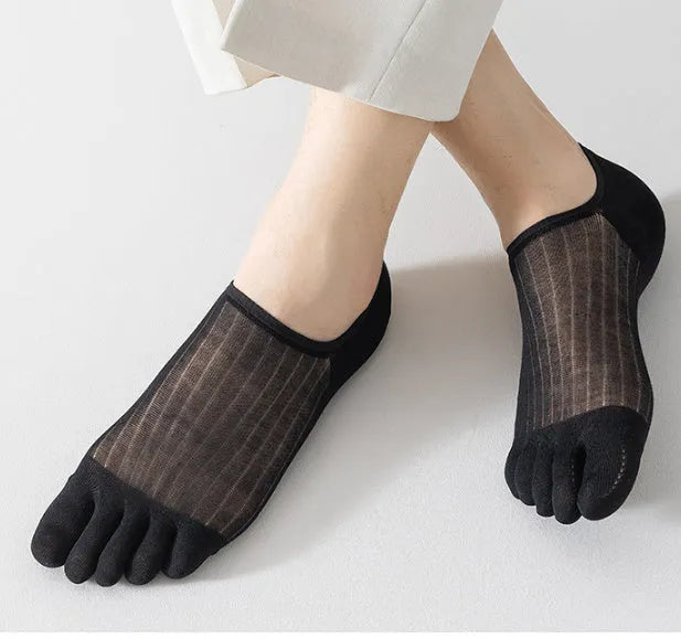 Modal cotton five-finger ultra-thin breathable boat socks in black colour option