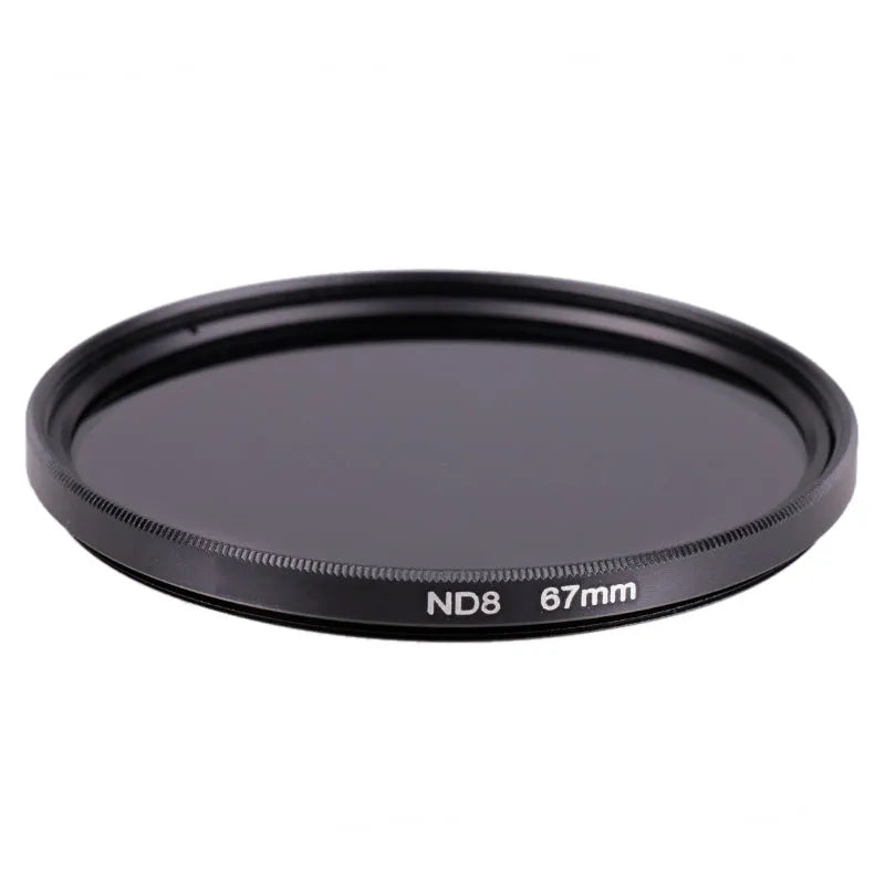 ND8 digital camera filter reducer with aviation aluminium frame for 49mm to 82mm lenses.