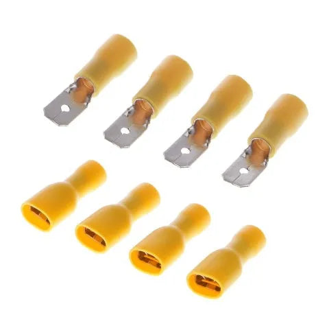 FDFD1-250 fully insulated male and female spring terminal connectors, red and yellow, 50 pairs