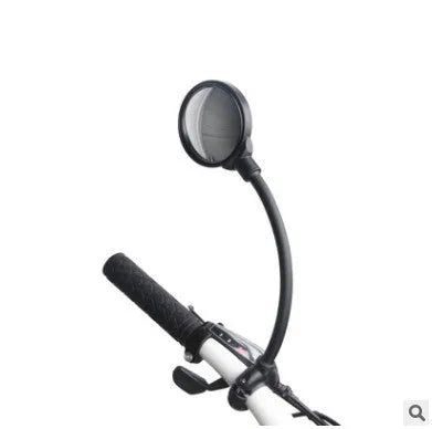 Black metal bicycle rearview mirror with hose adjustment clamp, shown as a two-pack.