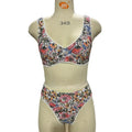 Women's floral print bikini with steel bracket push-up and tied design