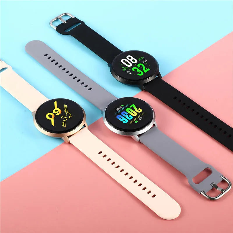 Ultra-thin black smart health bracelet with 1.3-inch screen on a silicone wrist strap.