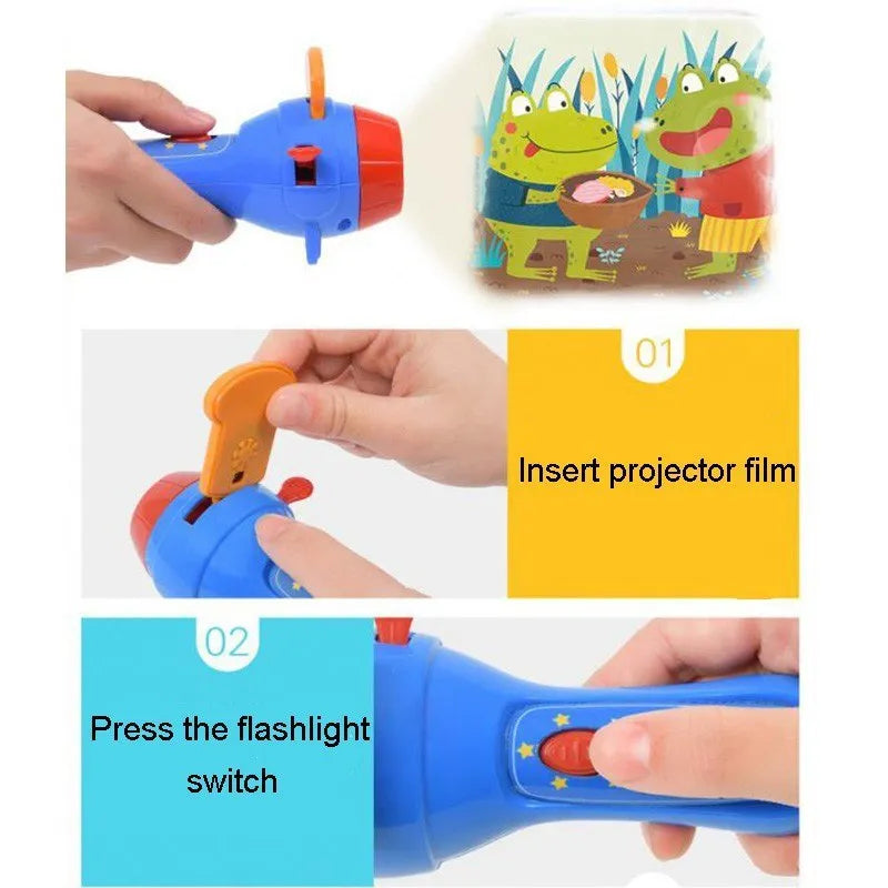 SmartKids story projector torch with four fairy tale projection discs showing colourful images