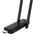 Black wireless signal amplifier 300Mbps MTK chip with hidden heat sinks on left side