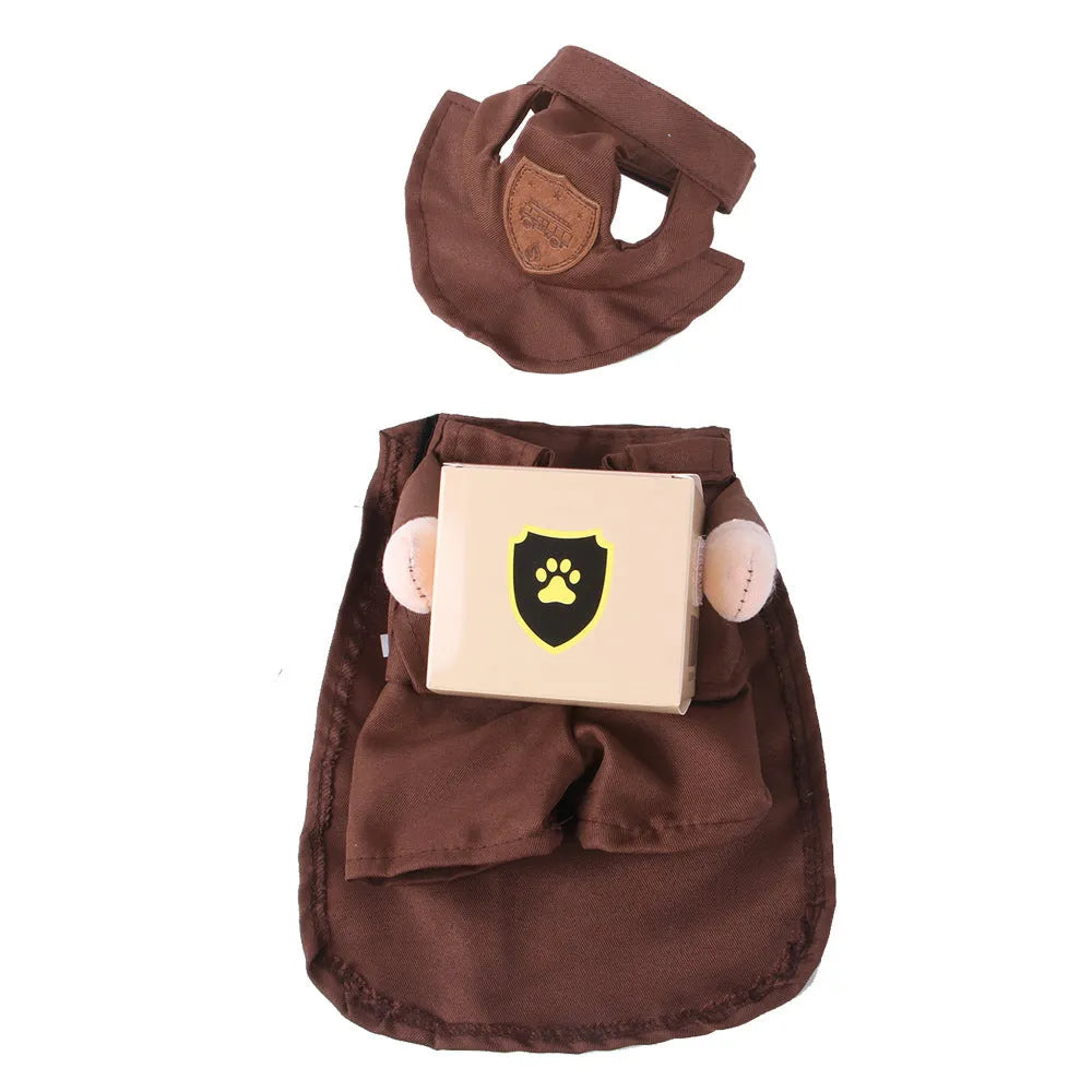 Coffee-coloured polyester pet clothing for dogs or cats in casual style