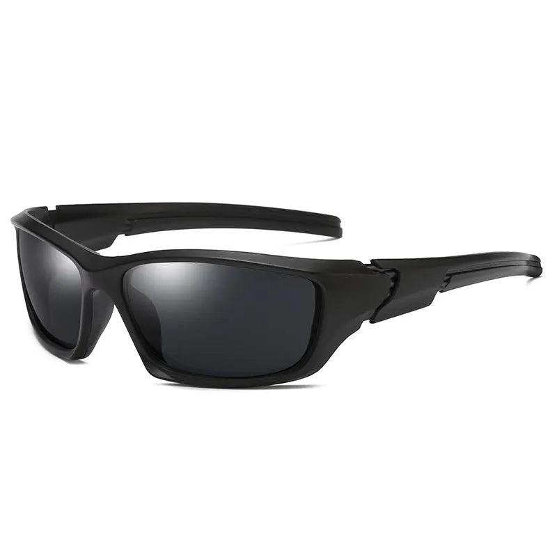 Men's sports sunglasses with black frame and UV400 PC lenses for outdoor riding