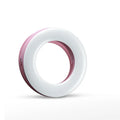 Black LED selfie ring light for mobile phones with USB cable and adjustable brightness settings