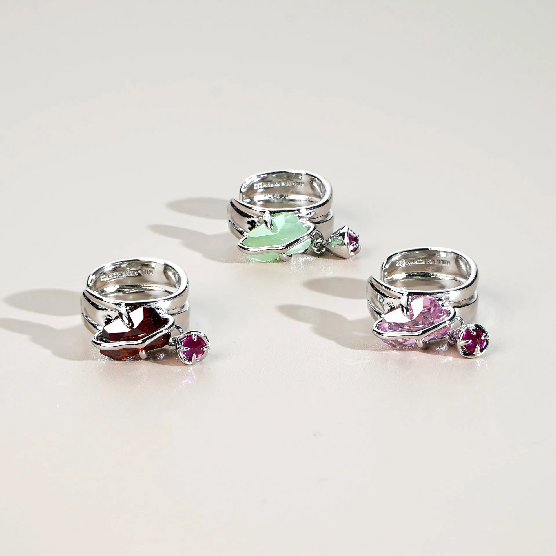 Peach blossom crystal clip-on earrings without pierced ears in opal colour with platinum and gold plating