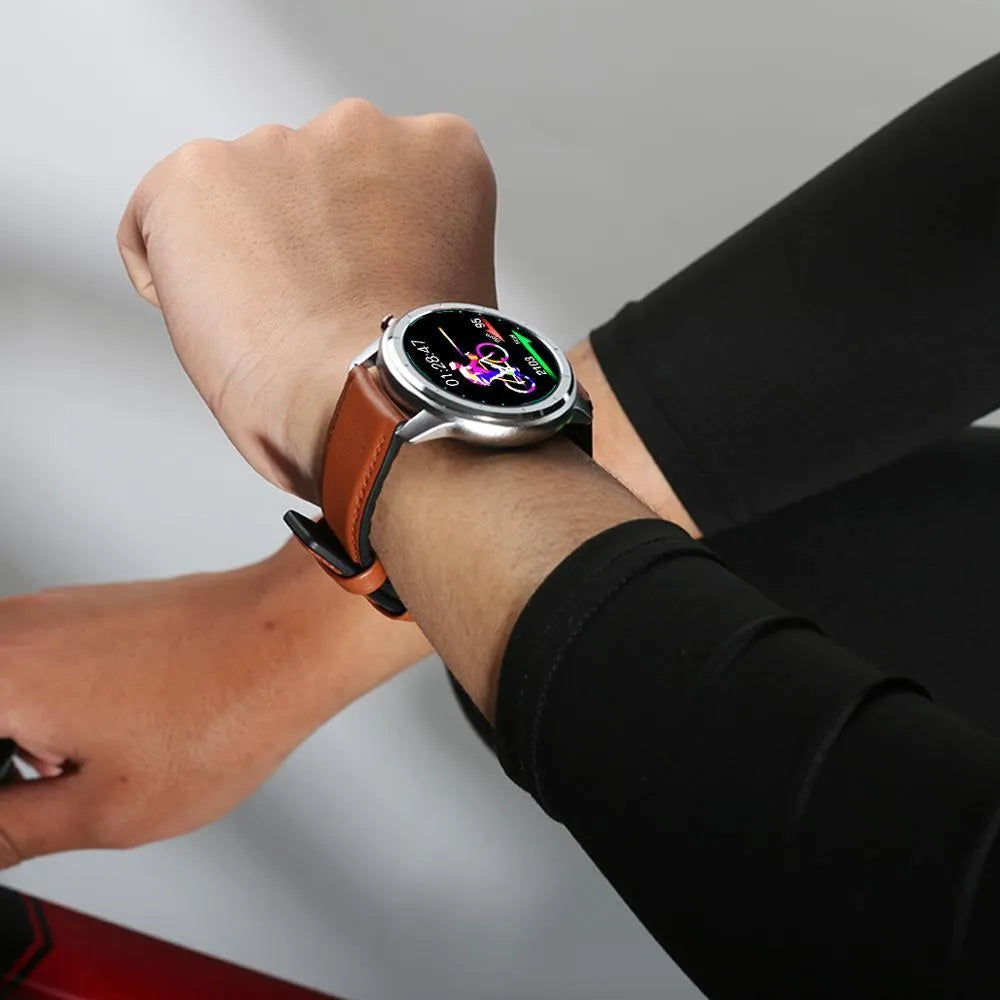LEMFO LF26 smart bracelet with 1.3 inch colour touch screen showing activity tracking display