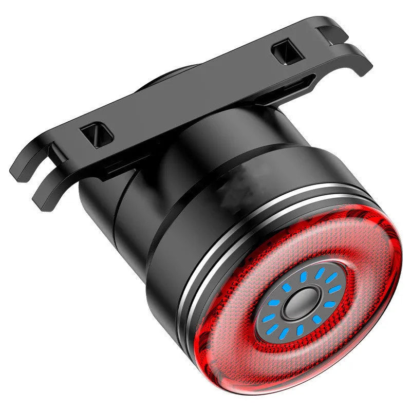 Black aluminium smart brake sensing USB charging bicycle taillight.