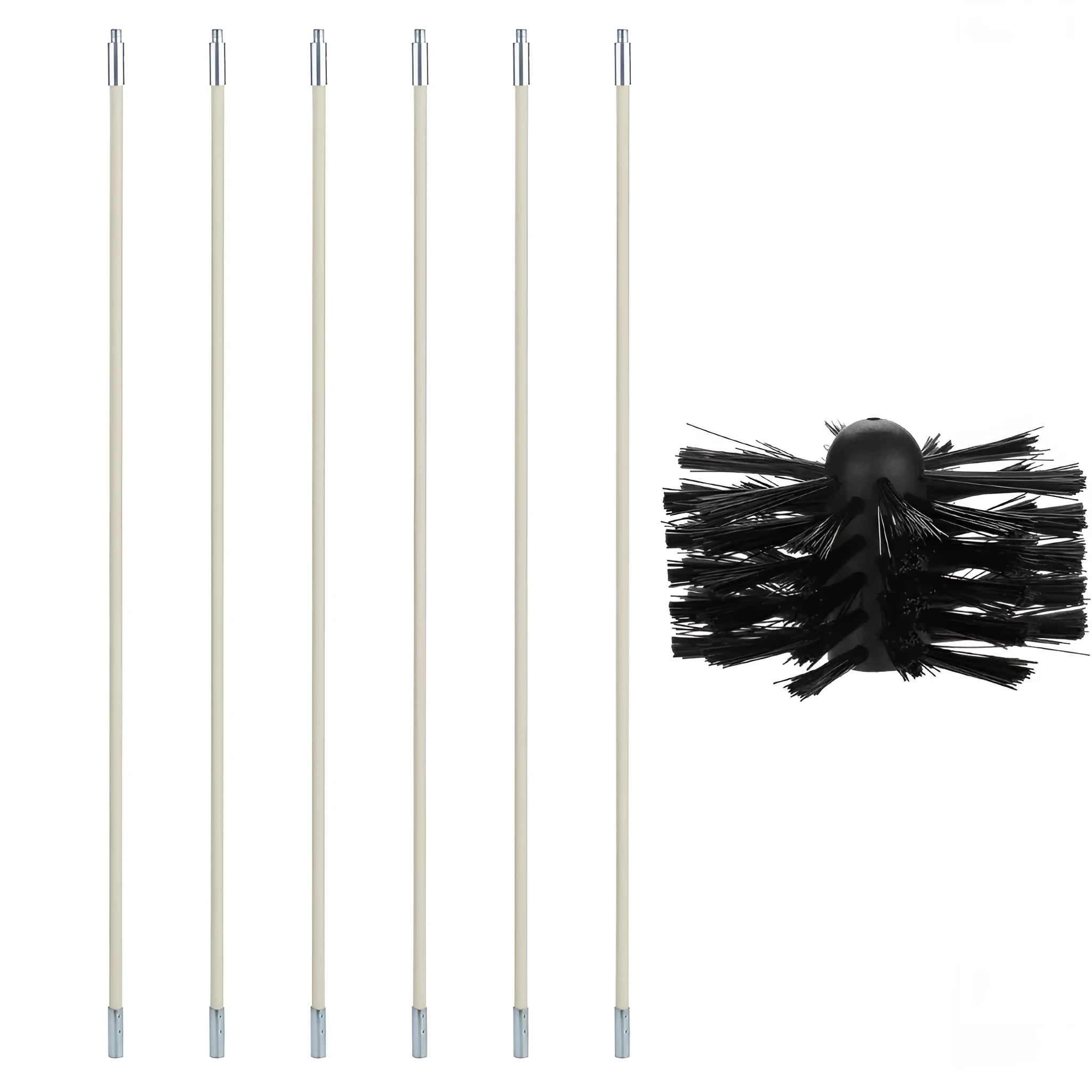 600mm long flexible chimney cleaning brush with nylon bristles for dryer ducts and range hoods.