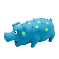 Colourful latex pig-shaped dog chew toy with textured surface for teeth grinding