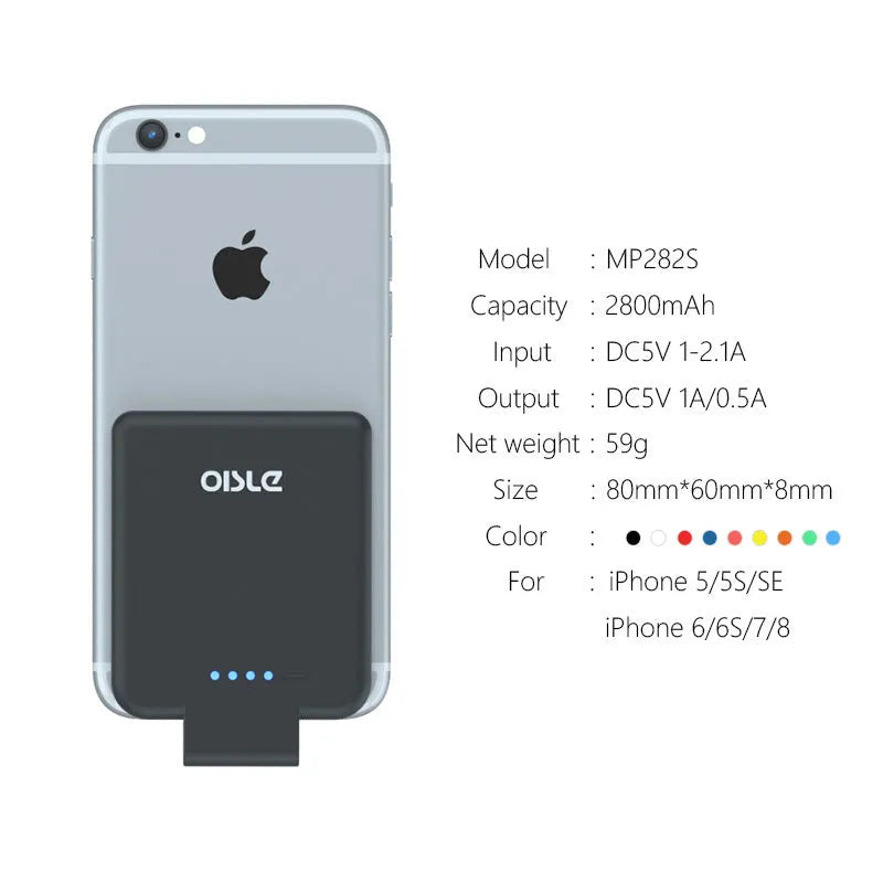 MP282P 4500mAh back clip battery in black, white, blue, pink, or red colours